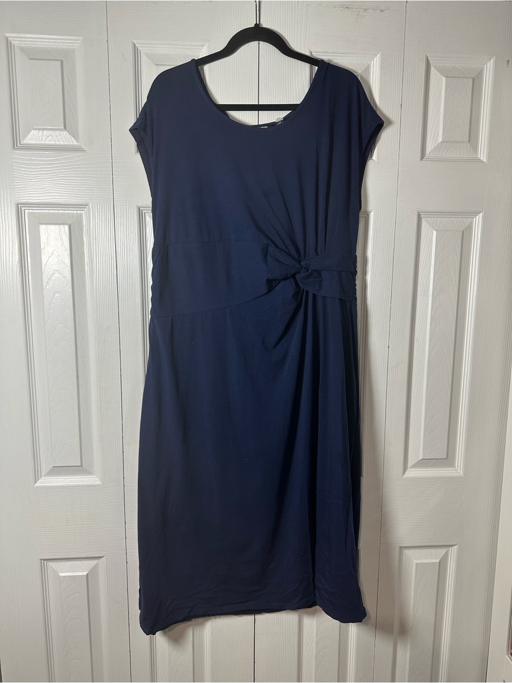 Lands' End Navy Knot-Accent Midi Dress